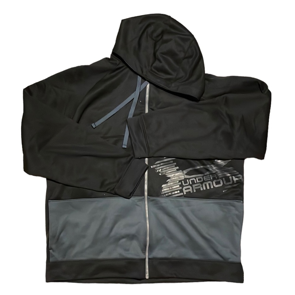 Under Armour 2XL Black And Gray Zip Up Hoodie Jacket